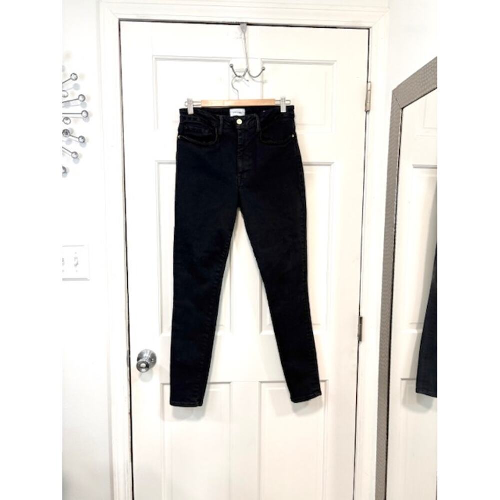 FRAME Le One Skinny Jeans Women's Size 2 Black High Rise Larson Stretch Denim